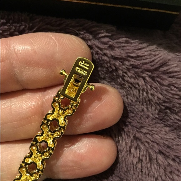 NWOT Designer Gold Vermeil 925 Vintage Heavy Chrystal Bracelet! - Picture 8 of 9